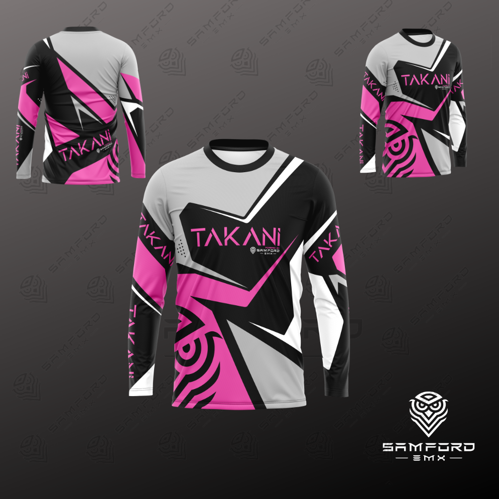 TAKANI Youth MX Jersey- pink, black, white, grey