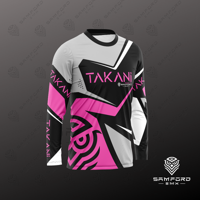 TAKANI Youth MX Jersey- pink, black, white, grey