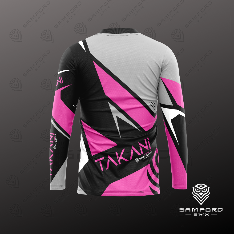 TAKANI Youth MX Jersey- pink, black, white, grey