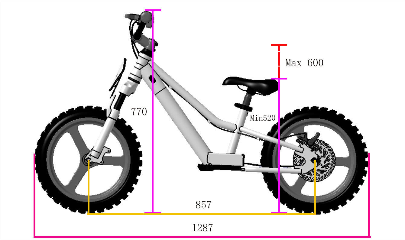 350W TAKANI Electric Balance Bike 16'' - TK1648-RS - Crisp White