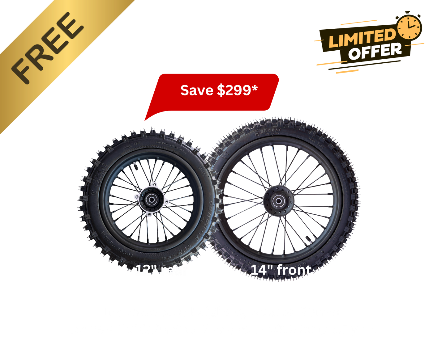 Dirt Bike Bundle-  TK1010-20 (seat height 620mm) + Bigger Wheel Set